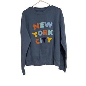 New York Popular NYC Graphic Sweatshirt Women’s XL Blue Crewneck Pullover